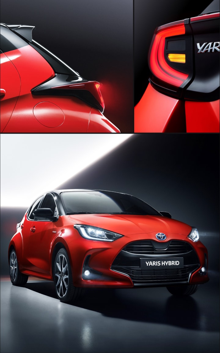 Yaris 2020 Hybrid hatchback exterior in a dark environment. Details of rear & reversing lights.